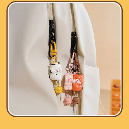3Pcs Cartoon Rabbit Holding Fox Hug Puppy Keychain Magnetic Snap Animal Keys Chain Sets for Couple Friends Gift Keyring