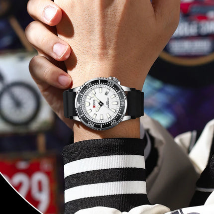 OFNS High Quality Fashion Men's Quartz Watch Calendar Luminous Display 50M Waterproof Luxury Watches Rubber Strap Men's Watch