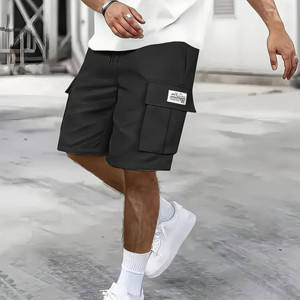 Men's work shorts; summer comfort; multi-pocket; outdoor leisure sport beach pants; elastic waistband