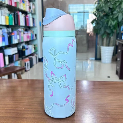 1pcs double drink thermos cup owala sports water bottle 960ml, Large Capacity Sports Water Bottle with Handle, Travel Tumbler