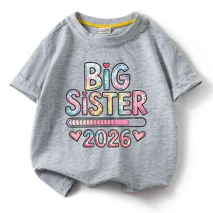 Big Sister Big Brother 2026 Printed Kids T-shirt Children Summer Short Sleeve Clothes Tees Kids Valentine Funny T Shirt Gift
