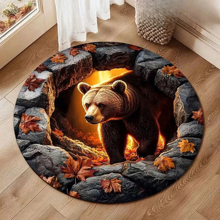3D Vision Three-dimensional Round Home Floor Mat Trap Rug Washable Bedroom Decor Soft Carpet Anti-slip Carpets for Living Room
