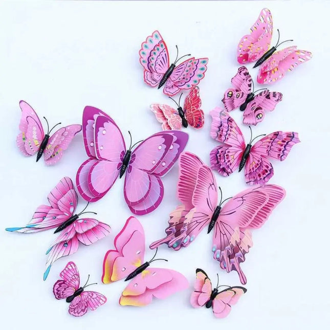 12pcs Universal 3D Butterfly Stickers Butterfly Home Decorative Butterfly Wedding Decor Colorful Cute Wall Stickers Office