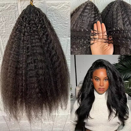 30 Inch Feather Crochet Human Hair Extensions Knotless Pre-Separated Kinky Straight Invisible Knot Human Crochet Hair For Women