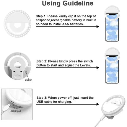 Led Selfie Ring Light USB Charge LED Selfie Fill Light Mobile Phone Live Broadcast Video LED Selfie Ring Lamp For All Smartphone