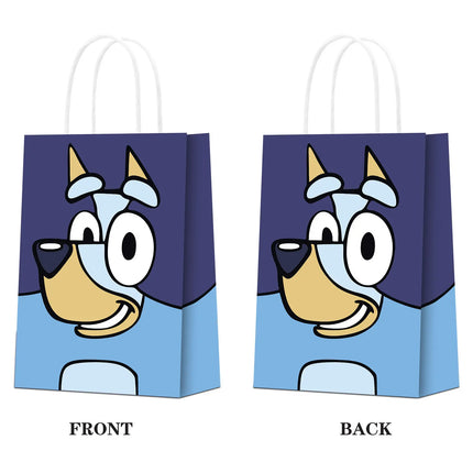 6/12Pcs Bluey Theme Gift Bag Set Bingo Anime Children's Birthday Party Biscuit Candy Packaging Bag Gifts Storage Party Supplies