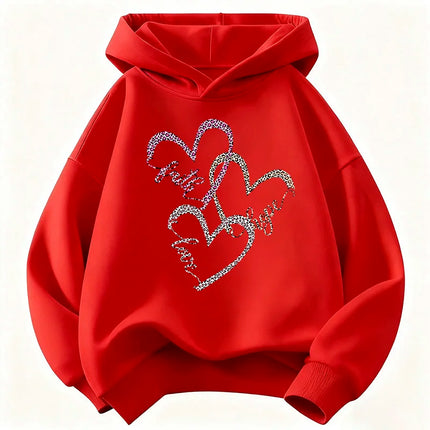 Hoodies Leopard Print with Love Heart Design Children's Sweatshirt Cute Hoody for Boys Girls Autumn Spring Casual Clothes