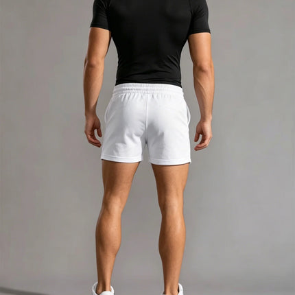 Men's White Summer Sports Shorts, Simple & Stylish. Trendy 3-Point, Casual 4-Point Shorts, Mid-Length for Fitness & Vacation