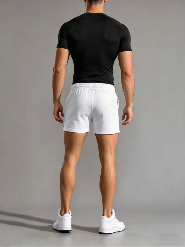 Men's White Summer Sports Shorts, Simple & Stylish. Trendy 3-Point, Casual 4-Point Shorts, Mid-Length for Fitness & Vacation
