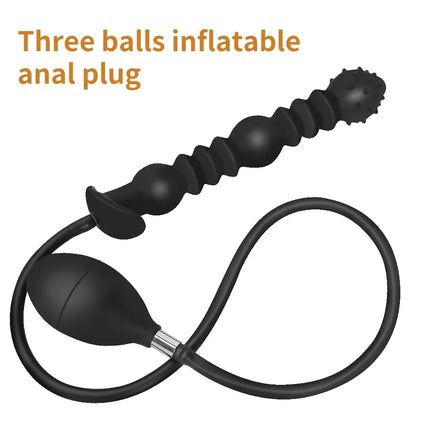 Super Long 5 Beads Inflatable Anal Plug Silicone Column Expandable Big Butt Plug Dildo Pump Ass Dilator BDSM Sex Toy for Couples