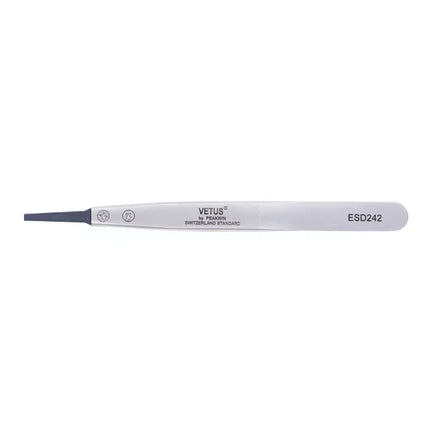 VETUS ESD Series Anti-static Tweezers with Interchangeable Head Stainless Steel Body Conductive Carbon Fiber Plastic Handle 1pcs
