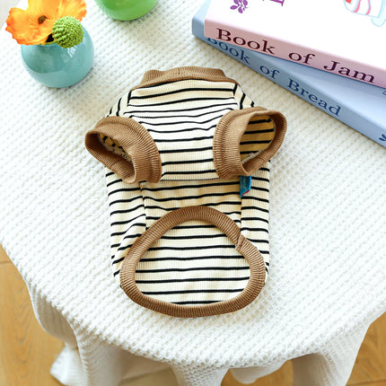 Vintage Small Vest Pet Clothes Dog Cat Anti-hair Loss Summer Sleeveless Coffee Striped Jumper