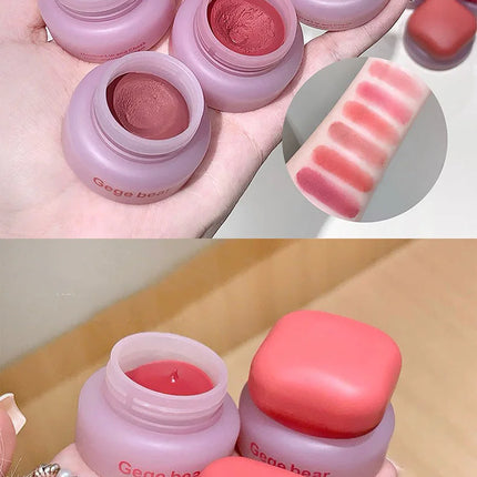 Matte Velvet Mist Cheek Lip Mud Natural Nude Multi-purpose Blush Orange Brown Solid Lip Gloss Tint Lasting Shading Korean Makeup
