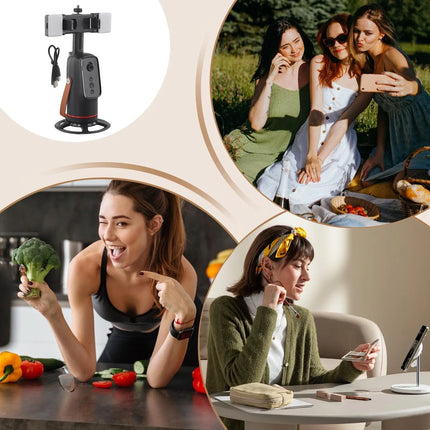 Face Tracking Tripod 360 Degree Rotation Auto Stand Tripod That Follows Your Movement for Live Streaming Selfie Video Recording