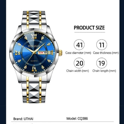 Top Brand Watch Men's Trendy Business High Quality Steel Strap Chinese English Dual Calendar Male Fashion Quartz Wristwatches