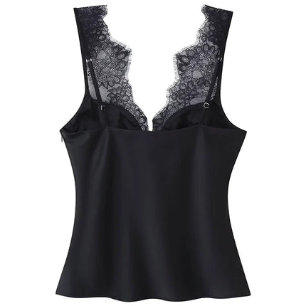 Women's Elegant Camisoles Sexy Splice Lace Sleeveless Sling Top Fashion Slimming Vintage Tank Top 2026 New Lady Street Wear