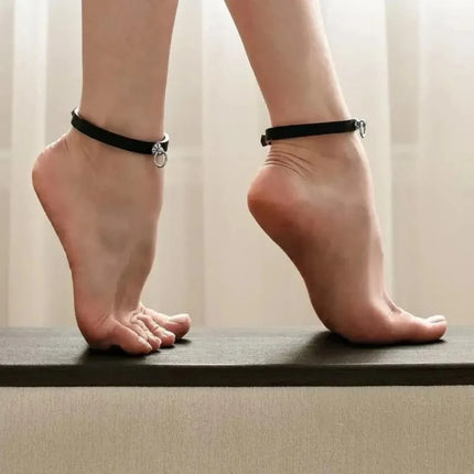 Ankle Belt Black O-Ring Ankle Punk PU Leather Fetish Anklet Women Gothic Erotic Accessories Street Style YK2 Ankle Belt