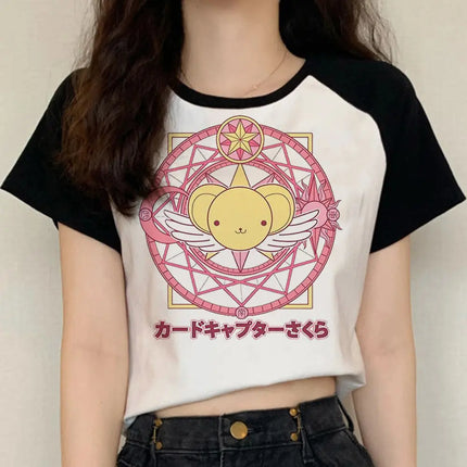Sakura Card Captor shirt women Pastel University women graphic Retro tshirt Retro kawaii University Trendy hip hop harajuku