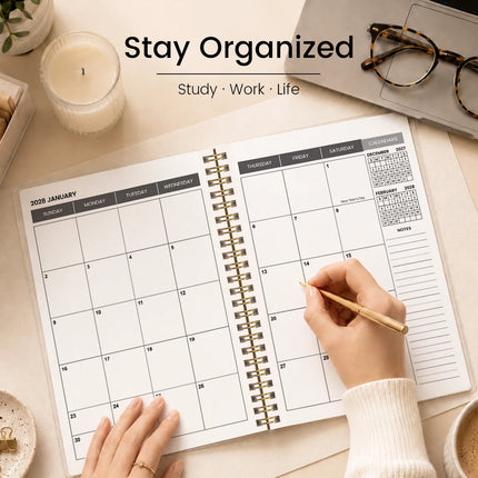 1PC 2026.7-2028.6 Monthly Planner, 24 Month Pink Bow Spiral Agenda Notebook, A5 Schedule Organizer with Notes Pages