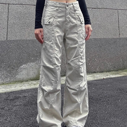 Retro American High Street Workwear Pants Soldier Vibe Straight Leg Faded Denim Casual Trousers Men Women Summer Trendy