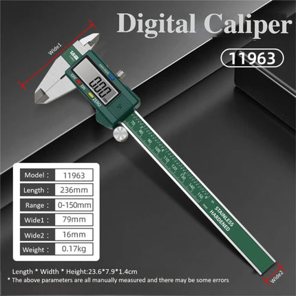Digital Stainless Steel Caliper 0-150mm, IP54 Shockproof Electronic & Dial Dial Display for Precision Measurement