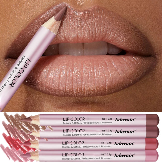 1/4Pc Mini Waterproof Matte Lipliner Pencil Pink Brown Contour Tint Lipstick Lasting Non-stick Cup Moisturising Lips Makeup Kit