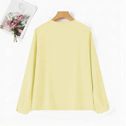 Casual and elegant women's wear, elegant pure-colored triple V-neck long-sleeved shirt, suitable for spring and autumn, women's