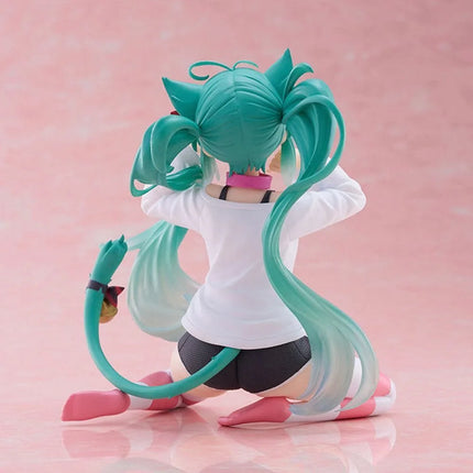 In stock Hatsune Miku Desktop Cute Action Figure 11cm Neko T-Shirt Ver. Anime Figurine Kawaii  Model Toy Gift