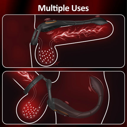 Cock Ring Prostate Vibrator for Men Male Double Ring Anal Plug Vibrating Delay Ejaculation Male Masturbator Sex Toys for Men 18+