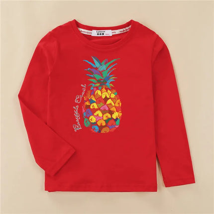 Aimi Lakana Kids Cotton T-Shirt Boys Long Sleeve Tops Pineapple Print Shirt Girls Spring Autumn Shirts