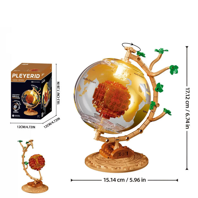 Space series creative globe building block assembly model with light MOC desktop ornaments children's learning educational toys