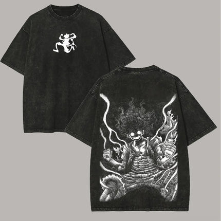 Unisex Printed Short Sleeved T-shirt, Distressed Washed Cotton Short Top, 2026 Summer Millennium Street Style Loose Casual Unise
