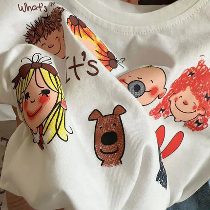Boys Short Sleeved T-shirt Summer Cute Cartoon Printed Girl Top Fashion 3-8-year-old Children Pullover