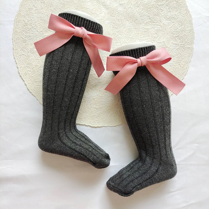 14 Colors Princess Girls Long Sock Big Bowknot Infant Baby Stockings Kids Cotton Sock Knee High Breathable Soft Children Socken