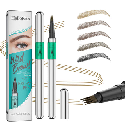Hellokiss Waterproof Eyebrow Pen, Microblading Eyebrow Pencil With 4 Split Head, Natural Looking Brows Makeup ( 5 Colors)