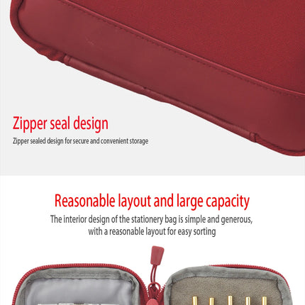 Lihit Lab Large Capacity PU Waterproof Pencil Case Big Pen Holder, Fabric Stationery & Sundry Bag for School Students