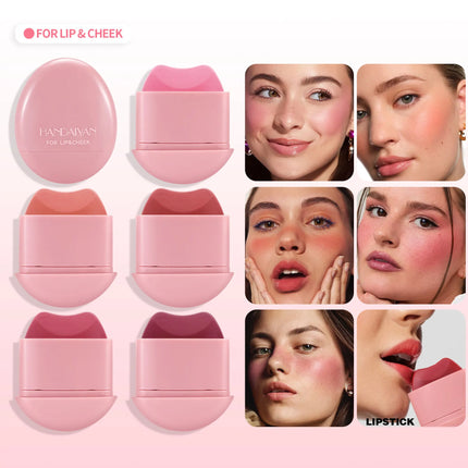 HANDAIYAN 5-Color Matte Pink Pebble Blush Waterproof & Sweat-Resistant Easy Application Dual-Use for Lips & Cheeks