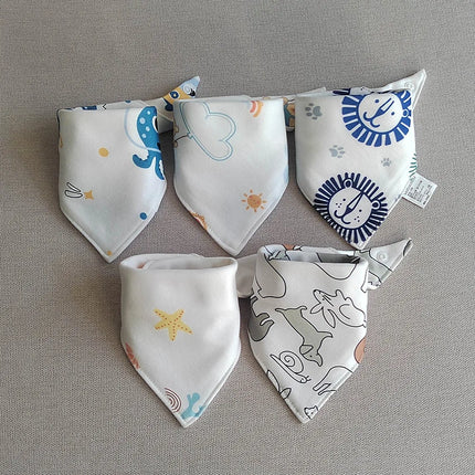 New 5 Pieces/Lot Baby Bib Newborn Feeding Burp Cloth Cotton Kids Triangle Scarf Teething Saliva Towel Soft Bandana Bibs