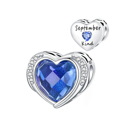925 Sterling Silver January-December Birthday Stone Love Zircon Pendant Bead Fit Charms Necklace Bracelet Women Jewelry DIY Gift