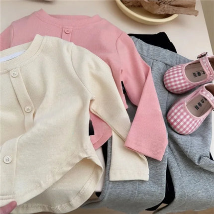 1-12Y Baby Girls Shirt Spring New Children's Long Sleeve T-shirt Solid Color Fashionable Baby Slimming Tops Girls' Base Shirts