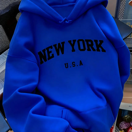 Hooded Sweat for Women Casual Cut NEW YORK USA Lettering Sweater Sweat Casual Fashion HipHop Sweat Harajuku Unisex