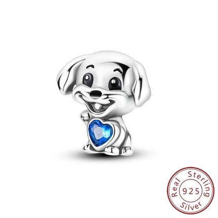 Original 925 Sterling Silver Charm Bead Balloon Poodle Cute Puppy Heart Charm Fit Bracelet Bangle Pendant Women DIY Jewelry Gift