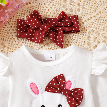 3PCS Newborn Baby Girl Clothes Set Cute Little Rabbit Long Sleeve Bodysuit+Pant+Headband Fashion Costume for Toddler Girl 1-18M
