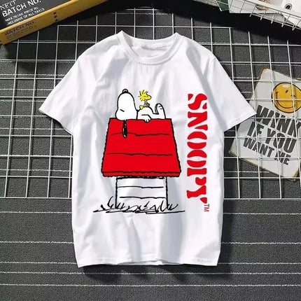 2025 New Summer Snoopy T Shirt Cartoon Short Sleeved Tees Tops Harajuku T-shirt Women Streetwear Pullover Clothes Men's Clothing