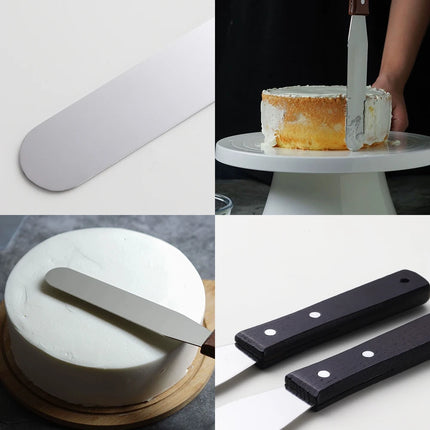 4/6/8/10In Smoother Spatula Cake Knife Stainless Steel With Wood Handle Butter Cream Icing Frosting Kitchen Knife DIY Cake Tools