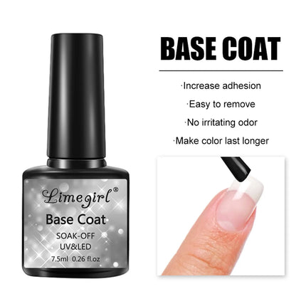 LIMEGIRL Multifunctional Nail Top Coat And Base Coat for Nails UV Gel Polish Soak Off Varnishes Kit No-acid Primer Manicure Set