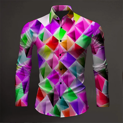 Men's Paisley Color Block Print Long Sleeve Shirt Casual Fashion Shirt Summer Fashion Men's Shirt Comfortable Soft