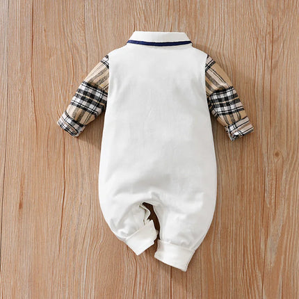 Newborn Clothes Gentleman Bear Embroidered Cotton Comfortable 0-18 Boys And Girls Spring And Autumn Long Sleeved Baby Jumpsuit