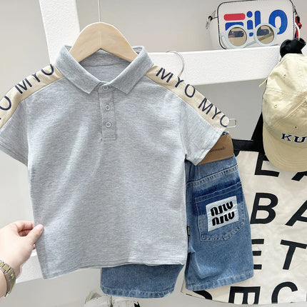Boys' Summer Short sleeved Polo Shirt 2025 New Style Summer Fashionable Korean Edition Polo Neck T-shirt Trendy