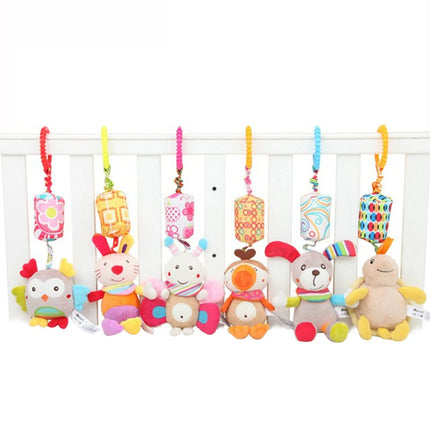 Baby Hanging Rattle Toys Sensory Soft Learning Toy Cartoon Animal Stuffed Bed Bell Toy Infant Development Handle Toy 0-24 Months